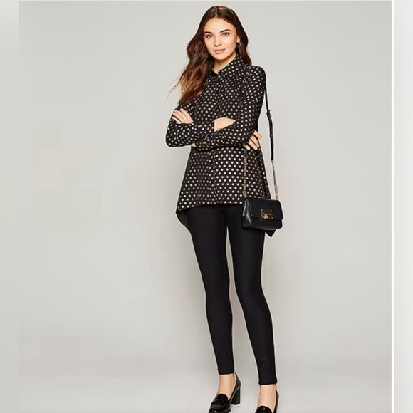 MICHAEL Michael Kors Large black gold Stretch Knit Twill Pull-On Leggings casual - Picture 7 of 13